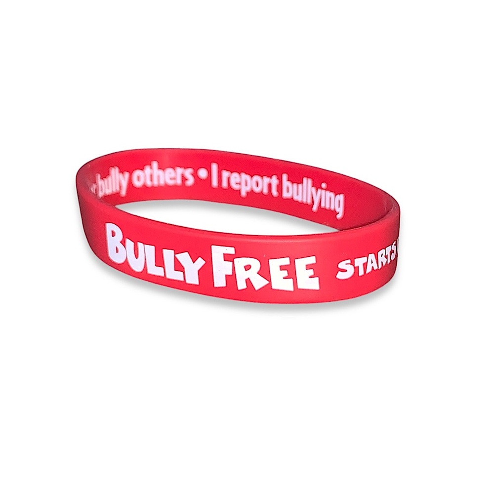 BULLY FREE RED RUBBER BAND BRACELET